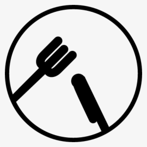 Fork And Knife Inside A Circular Border Vector - Knife And Fork Outline Clipart Transparent #251265