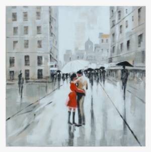 Painting Couple Under Umbrella Wd8 -grey - Painting #254053