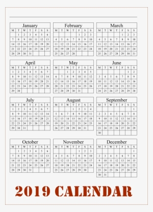 Calendar 2019 Png Download - Colombianadas Net #254345