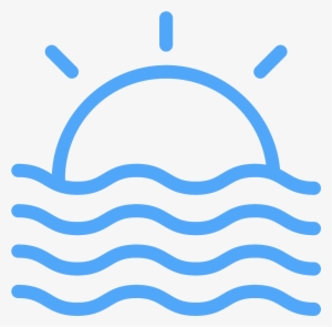 Icon Of Sun Setting Behind Ocean Waves - Vector Graphics #256393