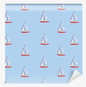 Watercolor Seamless Pattern With Sailboats, Bright - Sail #257497