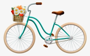 Bicycle, Basket With Flowers - Bicycle - Free Transparent Png Download 