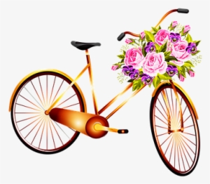 Bicycle, Basket With Flowers - Vintage Background Bicycle #2502452