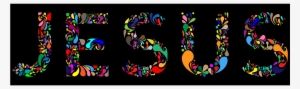 Jesus Christ Images Hd - Jesus Colorful Text On Black Background Samsung Galaxy #2504305