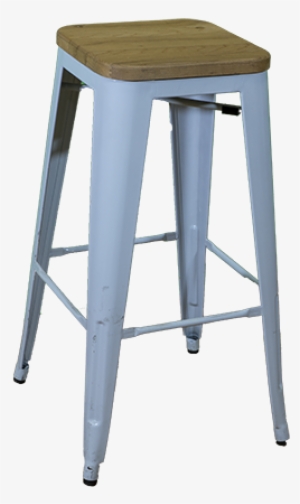 White Tolix Bar Stool With Timber Seat - Set Of 4 - Metropolis Metal Backless Counter Stool #2507574