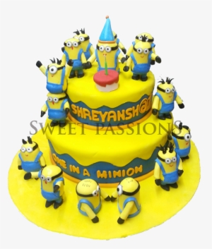 2 Tier Minion Party Time Cake - 2 Layer Minion Cake #2508027