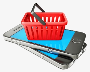 Shopping Basket Sitting On Phone - Online Shopping Png Transparent #2510679