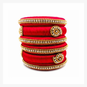 Sale Silk Thread Jewellery Set - Silk Thread Bangles Red Color Design #2511741