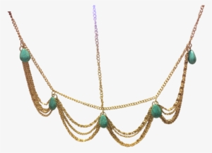 Aqua Stone & Scallop Head Jewellery - Necklace #2511851