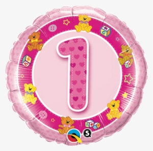Age 1 Pink Teddies - 1st Birthday Background Design Png #2514843