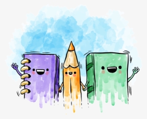 Hand Painted Watercolor Cartoon Pencil Book Transparent - Medjunarodni Dan Srednjoskolaca #2515853