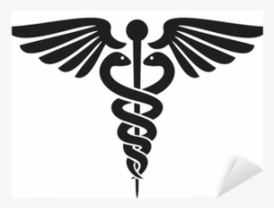 Caduceus Medical Symbol Black Sticker - Pharmacy Logo Snake And Moon #2520421