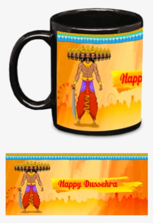 Ravan Wishing Happy Dussehra Black Patch Mug - Coffee Cup #2520965