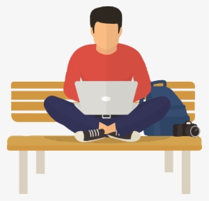 Guy With Laptop - Man Sitting Png Cartoon Laptop #2521737
