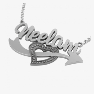 Stylish Personalized 3d Name Necklace With Cupid Heart - Necklace #2525671