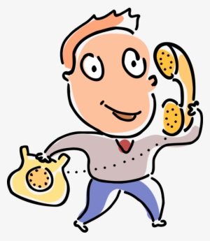 Vector Illustration Of Businessman In Telephone Phone - Telephone #2528333