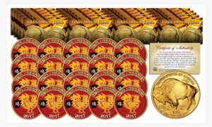 2017 Chinese New Year * Year Of The Rooster * 24 Karat - Wy-gold Indian/buffalo Note Cards (pk #2529162