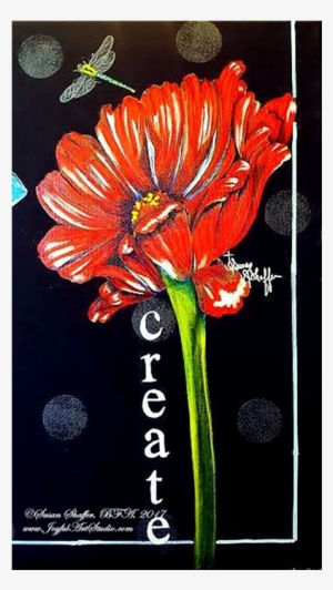 Dragon Fly With Red Poppy, Acrylic Painting, $45 At - Painting #2532606