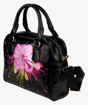 Pink Flower Color Splash, Watercolor Shoulder Handbag - Handbag #2533211
