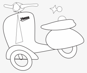 Clip Art Vespa Black White Line Art Coloring - Line Art Vespa White #2539172