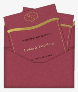 Indian Red Email Wedding Card Template With Gold Trim - Wedding Invitation #2541001