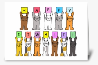 Happy Diwali Cats Greeting Card - Happy Diwali With Fun Cats. Card #2542052