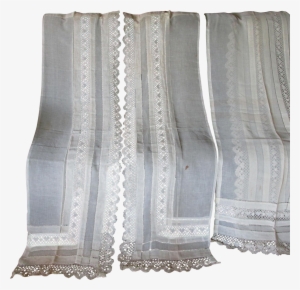 Png Black And White Stock Panels Made Lace Drawn Work - Lace Over Linen Curtains #2543359