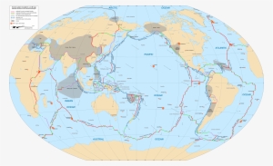 Tectonic Plates Boundaries World Map Wt 180dege Centered-en - Map #2544778