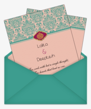 Peach And Turquoise Color E-wedding Invitation With - Peach And Turquoise Wedding Invitations #2548010