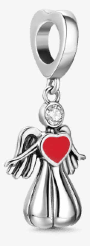 Silver Angel Dangle Charm With Swarovski Crystal - Locket #2548073