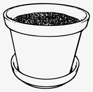 Flowerpot With Soil Png Transparent Library - Flower Pot Line Drawing #2548700