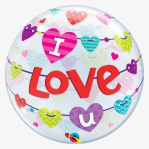 I Love You Banners Bubble Balloon 1pc - Qualatex Bubble I Love You #2551399