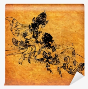 Radha Krishna Png Download - Mural Design Krishna And Radha #2552086