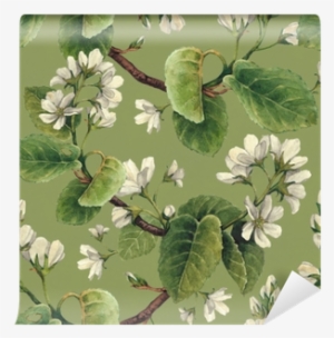 Vintage Seamless Pattern With Watercolor Apple Flowers - Watercolor Painting #2552346