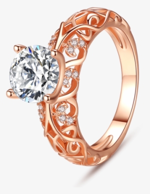 Round Cut Stone Rose Gold Engagement Ring - Rose Gold Engagement Ring Gemstone #2553552