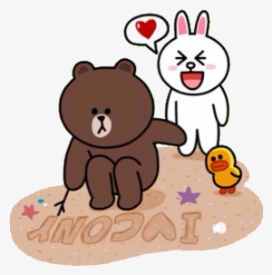 Brown Writes Png Line Sticker Love Animals Png Welovepictures - Bear Brown And Rabbit Cony #2557165