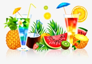 Picture Transparent Juice Watermelon Pineapple Summer - Fruit On Beach Png #2557987