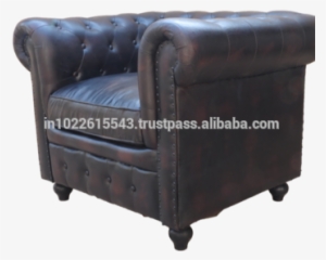 Industrial Antique Black Chesterfield Sofa Chair, Vintage - Couch #2563979