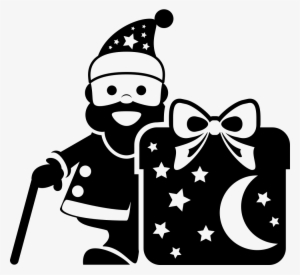 Christmas Santa With A Big Giftbox Comments - Silueta De Papá Noel #2570029