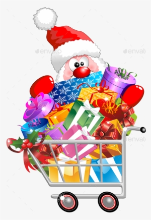 Santa On Shopping Cart-png Preview - Christmas Shopping Clip Art #2570139