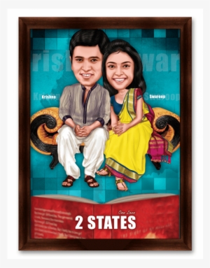 2 States Caricature Gift For Couple - 2 States Wedding Invitation #2571271
