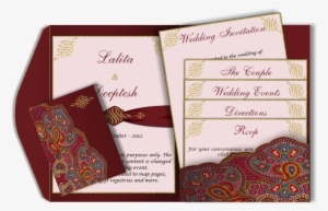 A Red Paisley Style Email Wedding Card Template With - Paisley Wedding Card #2571344