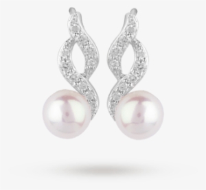 Silver Fresh Water Pearl And Cubic Zirconia Swoop - Dyrberg/kern #2572404