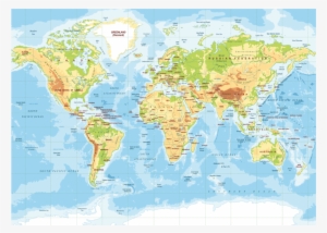 Wooden Physical World Map Rectangular Placemat F #2573259