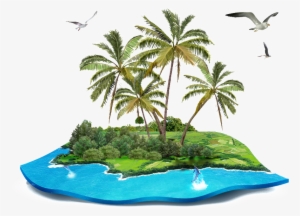 Lonely Island Cartoon Transparent - Island With Trees Cartoon #2576011