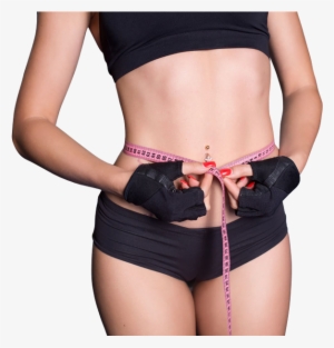 Fitness Girl Measuring Her Waist With Measurement Tape - Vitax Forskolin #2581504