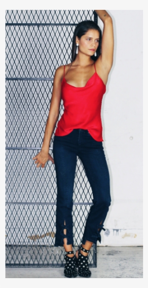 Tractr Front Slit Bow Tie Slim Leg Ankle Crop ♻️ - Ankle #2581901