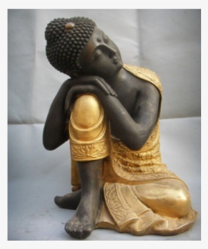 Fiberglass Buddha Statue In Black And Golden Finish - Sleeping Buddha Statue #2583157