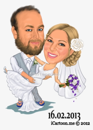 Wedding Caricature For Use On Surfboard As Guest Book - Wedding #2584749