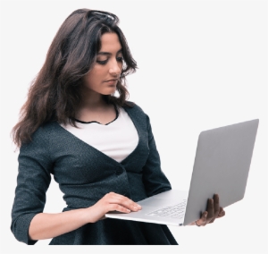 Lady Contacting E-gmat Support On Her Laptop<br - Lady With Laptop India Png #2585472